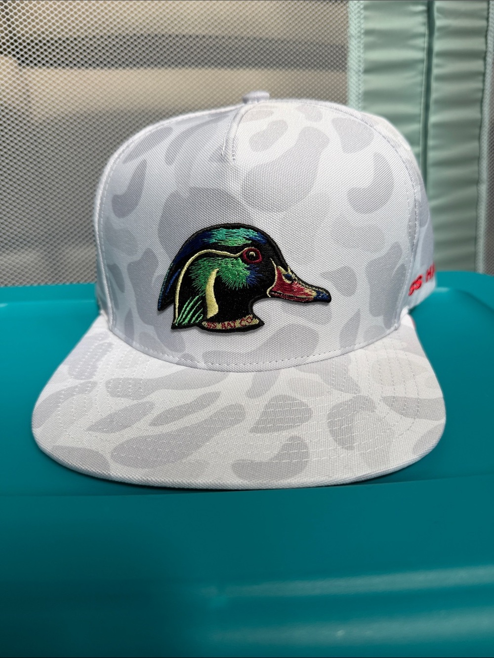 White Duck Embroidered Snapback Hat
